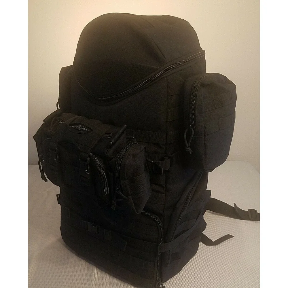 70L Military Hiking Bag‎ Pack, Top Half Insulated-Black-1000D Water-Repellent